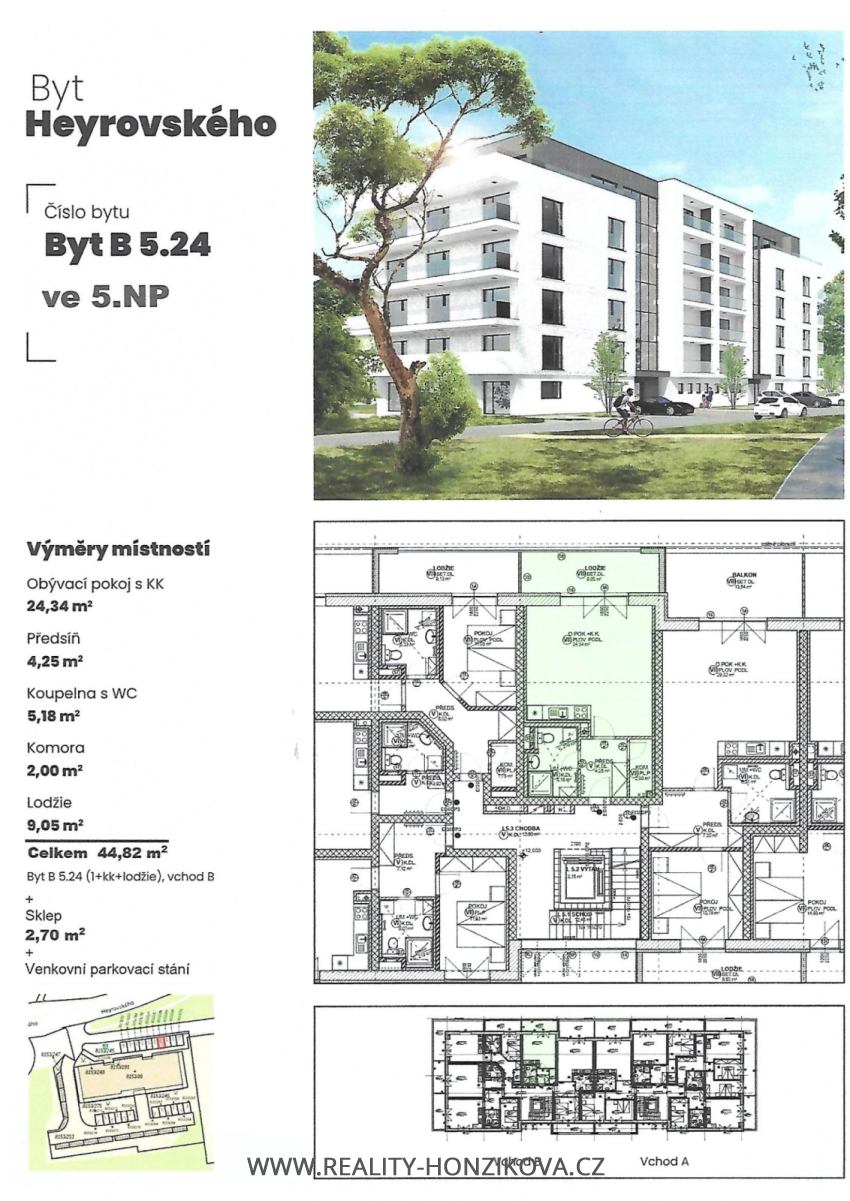 Pronájem, byt 1+kk+L, 44,82m2, ul. Heyrovského, Plzeň - město